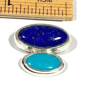925 Thailand Pendant Sterling Silver Lapis Lazuli Turquoise? 4.56g Vintage
